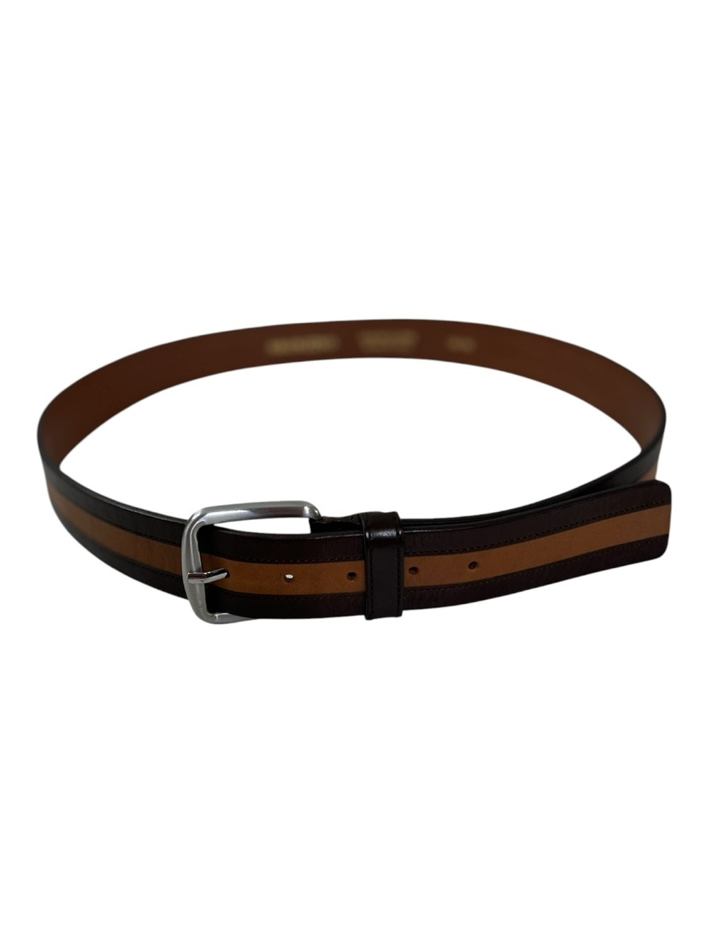 Bronzino Italy Genuine Leather Two-Tone Striped Belt - Size 38/95